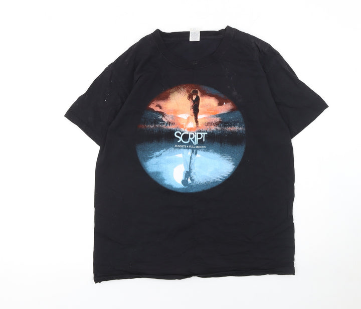 Fruit of the Loom Men’s Black The Script Band Tour Graphic T-Shirt Size M