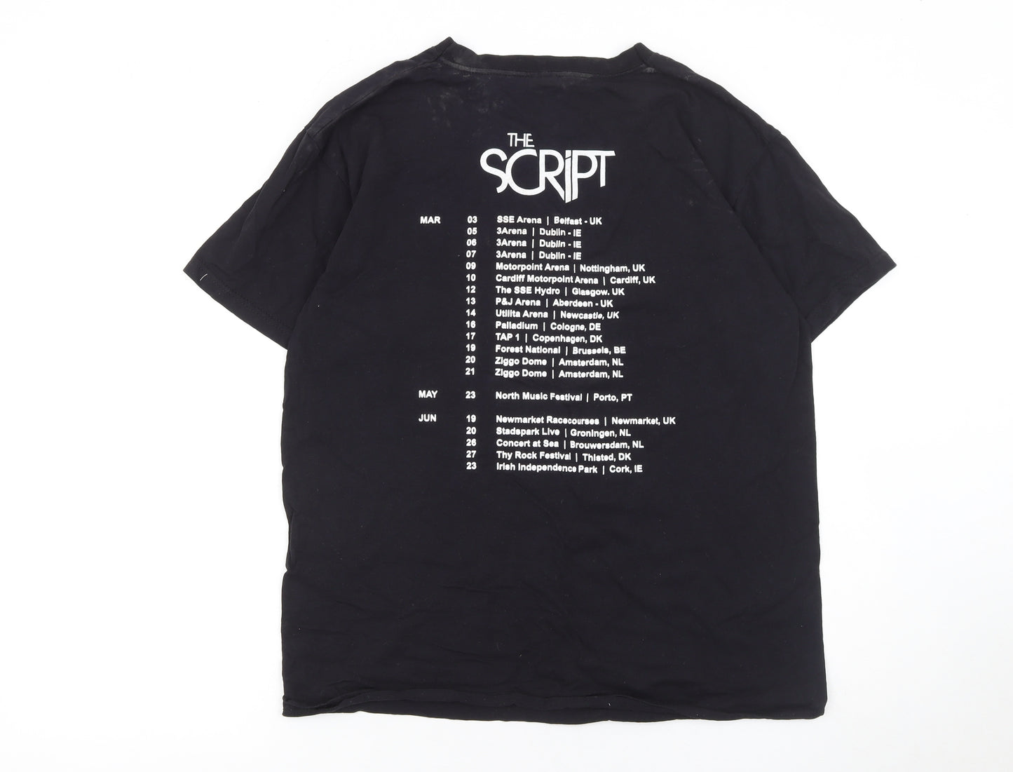 Fruit of the Loom Men’s Black The Script Band Tour Graphic T-Shirt Size M