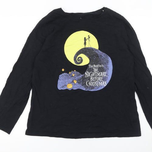 Disney Women's Black The Nightmare Before Christmas Long Sleeve Cotton T-Shirt Size L