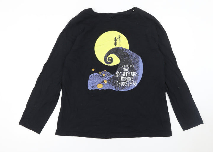 Disney Women's Black The Nightmare Before Christmas Long Sleeve Cotton T-Shirt Size L
