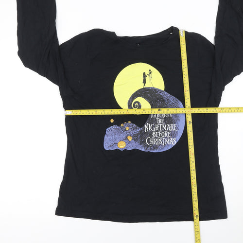Disney Women's Black The Nightmare Before Christmas Long Sleeve Cotton T-Shirt Size L