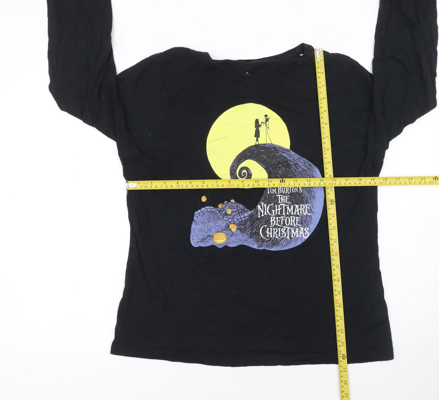 Disney Women's Black The Nightmare Before Christmas Long Sleeve Cotton T-Shirt Size L