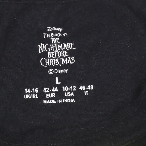 Disney Women's Black The Nightmare Before Christmas Long Sleeve Cotton T-Shirt Size L