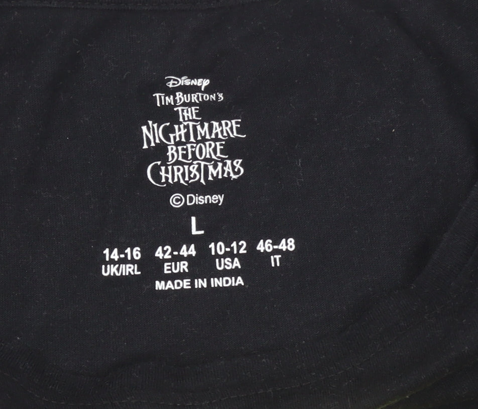 Disney Women's Black The Nightmare Before Christmas Long Sleeve Cotton T-Shirt Size L
