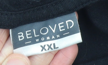 Beloved Woman Black Lace Sleeve Cotton T-Shirt Size 2XL