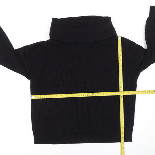Gallery Womens Black Cowl Neck Ribbed Knit Jumper Size S