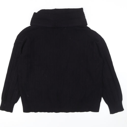 Gallery Womens Black Cowl Neck Ribbed Knit Jumper Size S