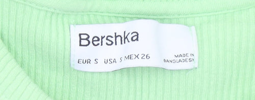 Bershka Women’s Green Ribbed Bodycon Mini Dress Size S