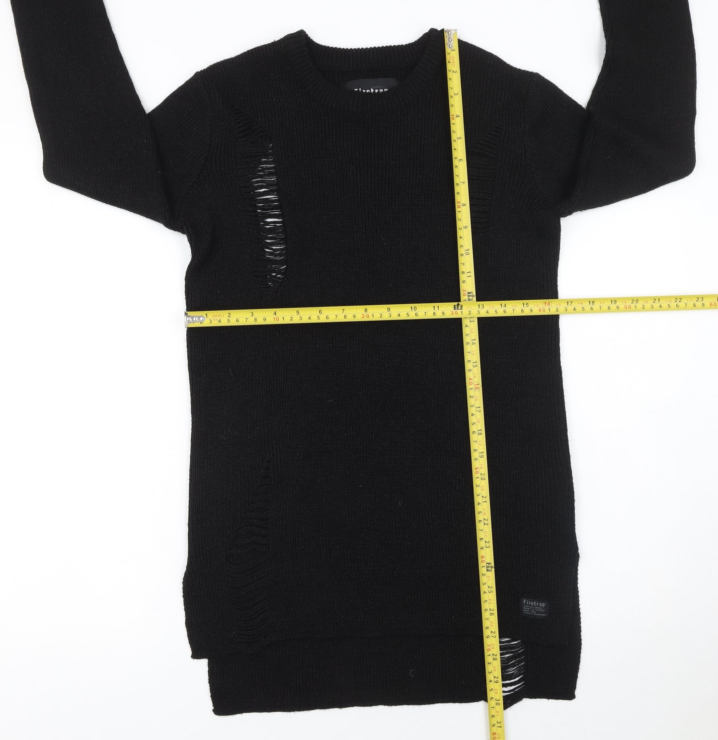 Firetrap Womens Black Crew Neck Long Sleeve Pullover Jumper Size S
