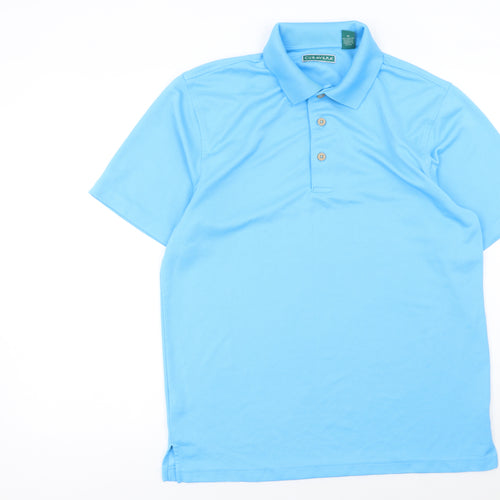 Cubavera Men's Blue Short Sleeve Polyester Polo Shirt Size M