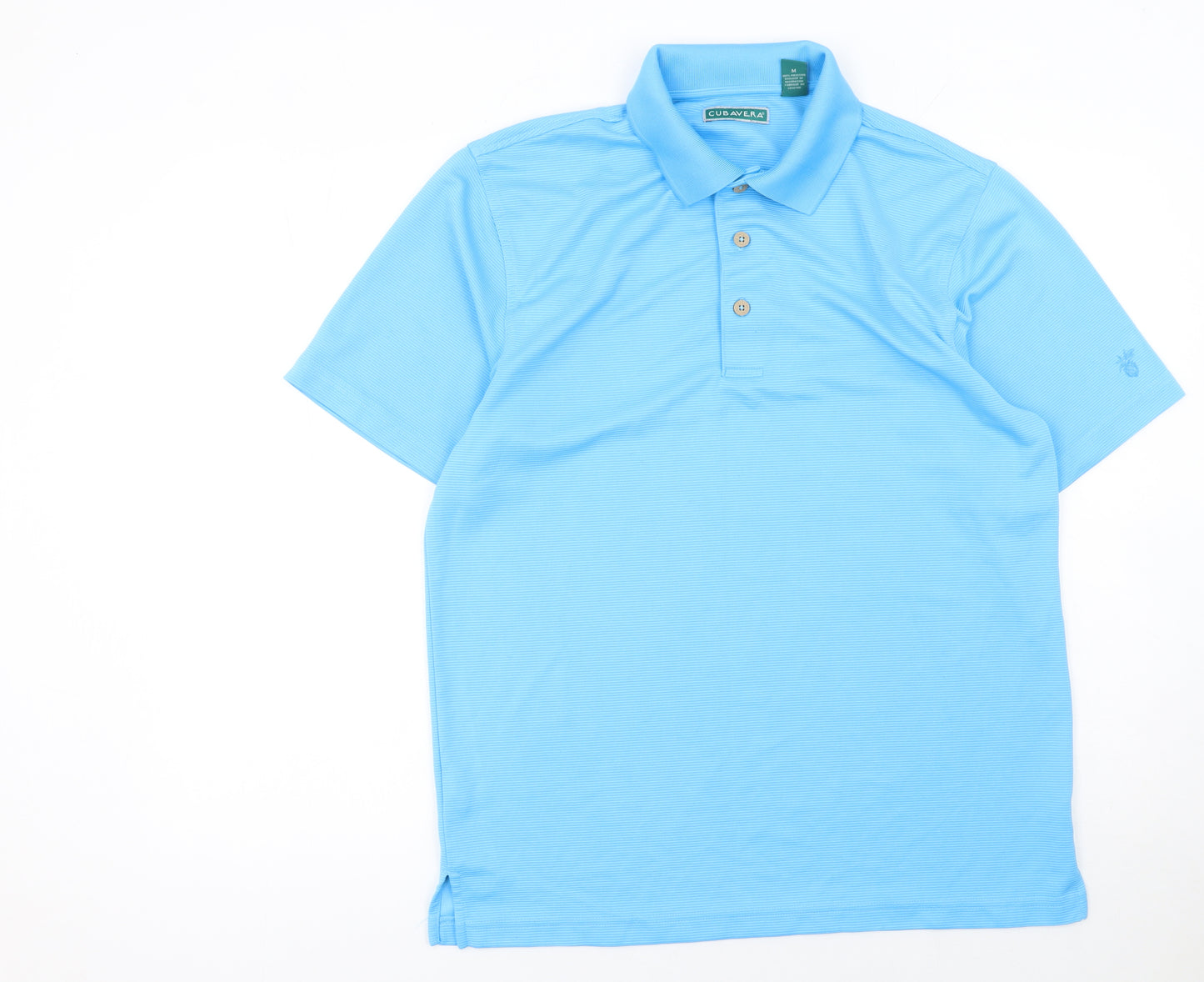 Cubavera Men's Blue Short Sleeve Polyester Polo Shirt Size M