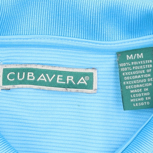 Cubavera Men's Blue Short Sleeve Polyester Polo Shirt Size M