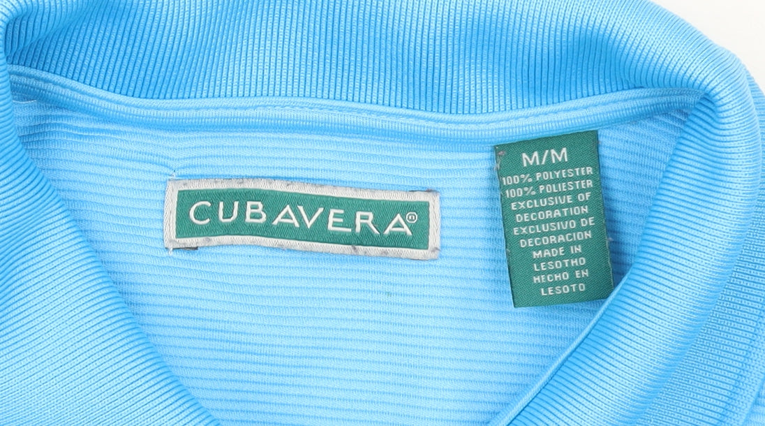 Cubavera Men's Blue Short Sleeve Polyester Polo Shirt Size M