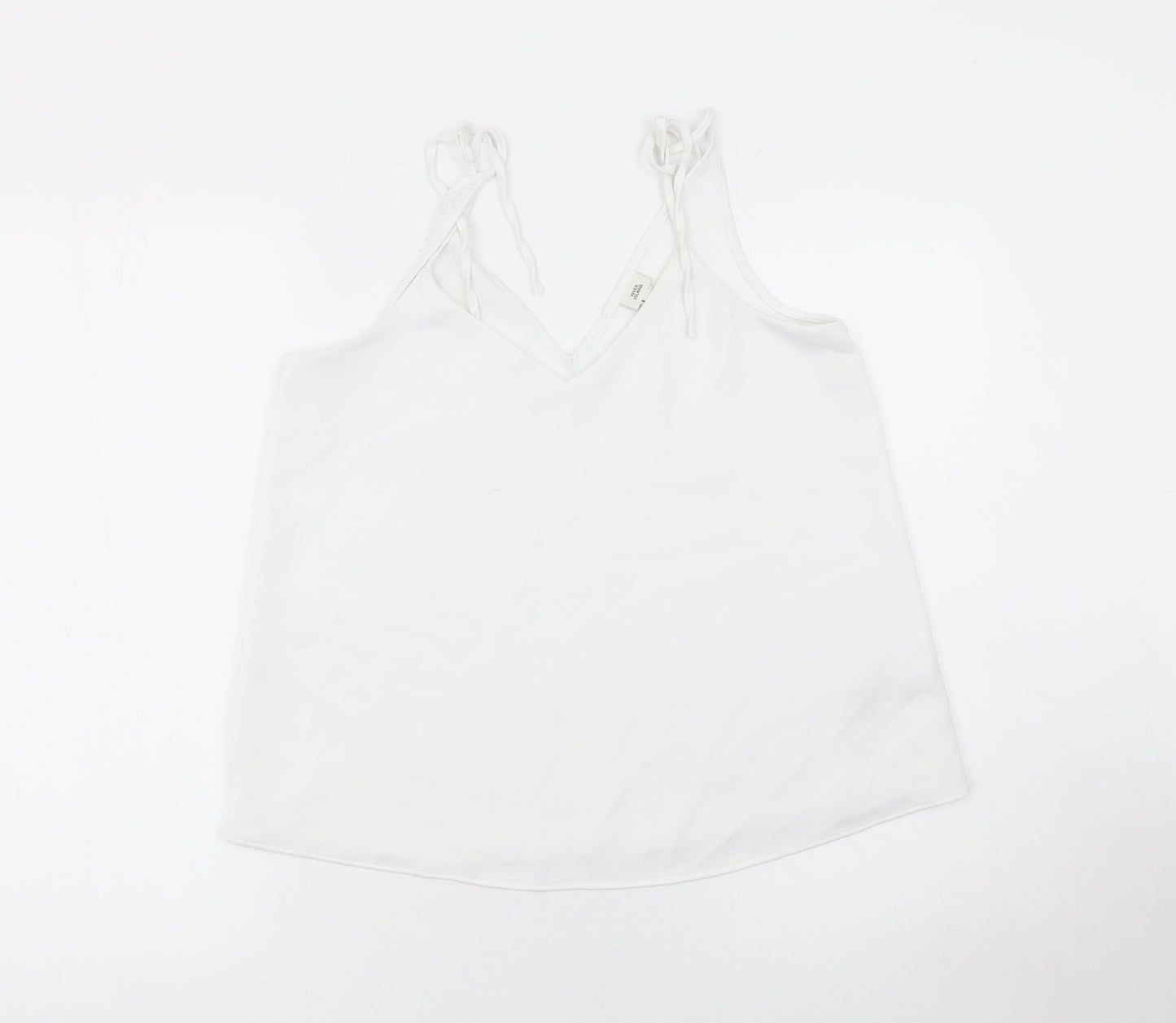 River Island Women White Size 12 V-Neck Camisole Tank Top