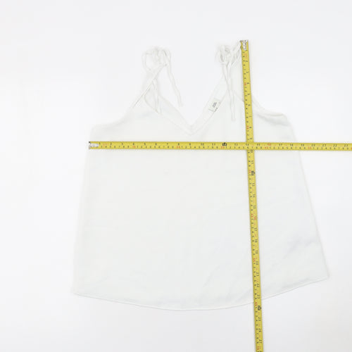 River Island Women White Size 12 V-Neck Camisole Tank Top