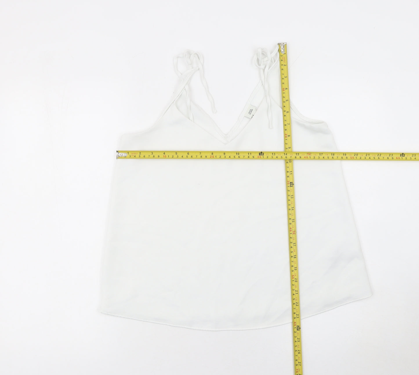 River Island Women White Size 12 V-Neck Camisole Tank Top
