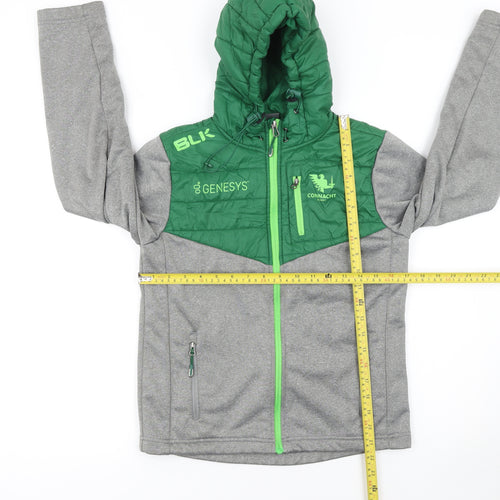 BLK Boys Connacht Rugby Green Grey Hooded Puffer Jacket 11-12Y