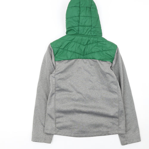 BLK Boys Connacht Rugby Green Grey Hooded Puffer Jacket 11-12Y