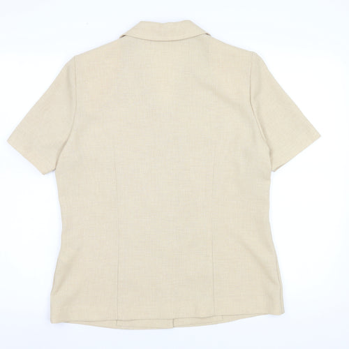 Eastex Women Beige Short Sleeve Collared Button Blouse Size 10