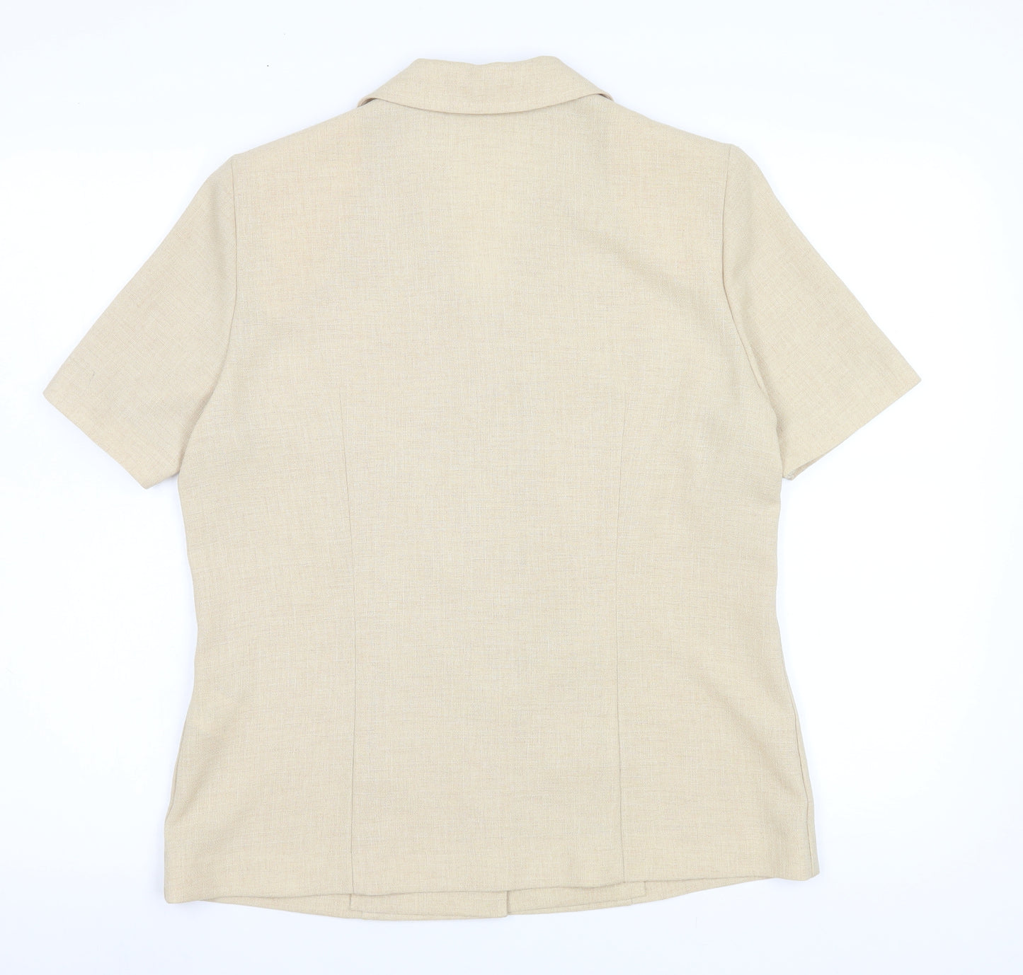 Eastex Women Beige Short Sleeve Collared Button Blouse Size 10