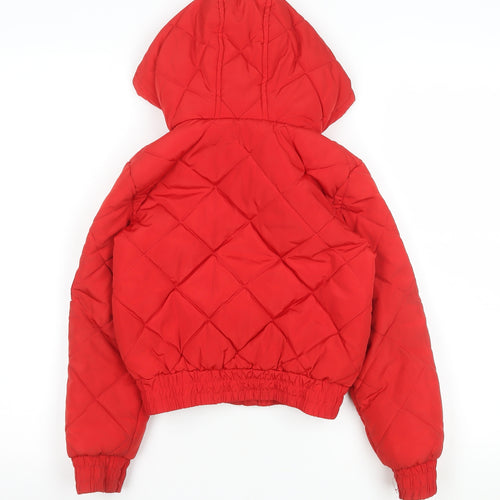 River Island Girls Red Quilted Hooded Puffer Jacket 7-8 Years