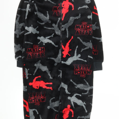 Topps Match Attax Boys Black Fleece Hooded Zip One Piece 9 Years Nightwear