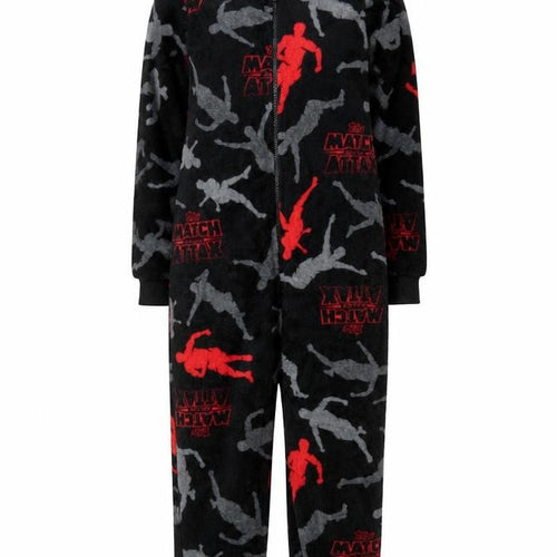 Topps Match Attax Boys Black Fleece Hooded Zip One Piece 9 Years Nightwear