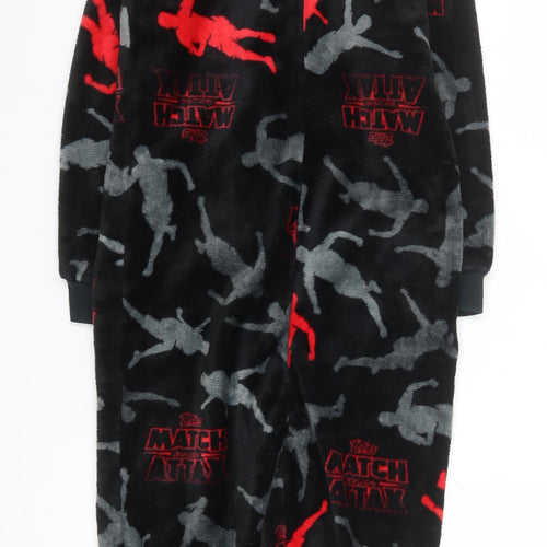 Topps Match Attax Boys Black Fleece Hooded Zip One Piece 9 Years Nightwear