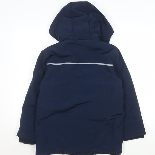 Andy & Evan Boys Blue Hooded Parka Coat Size 11-12 Years Polyester Winter Jacket