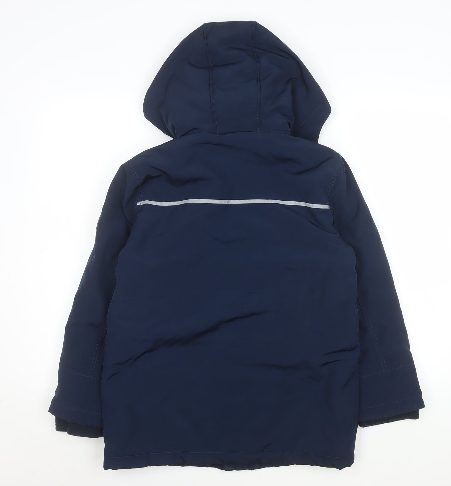 Andy & Evan Boys Blue Hooded Parka Coat Size 11-12 Years Polyester Winter Jacket