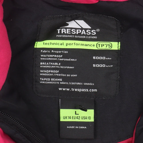 Trespass Womens Black Waterproof Hooded Parka Jacket Size 14