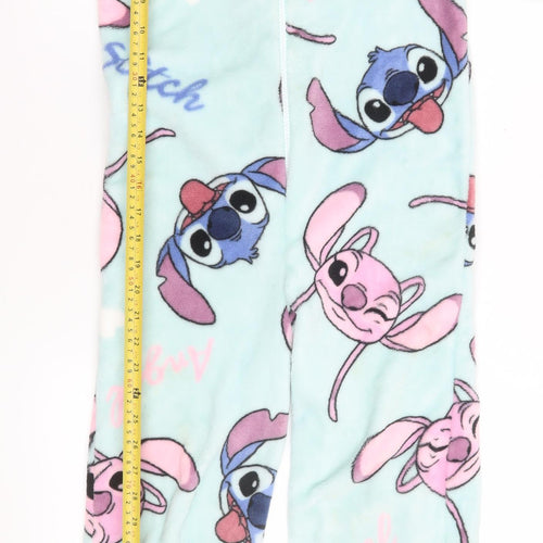 Disney Girls Blue Stitch & Angel Fleece Hooded All-In-One 7-8 Years Nightwear