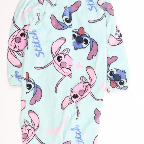 Disney Girls Blue Stitch & Angel Fleece Hooded All-In-One 7-8 Years Nightwear