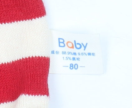 Baby Boys Beige Red Striped Cotton Dinosaur Babygrow 12 Months