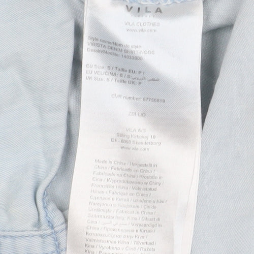 Vila Women’s Blue Denim Button-Up Shirt Size S Long Sleeve