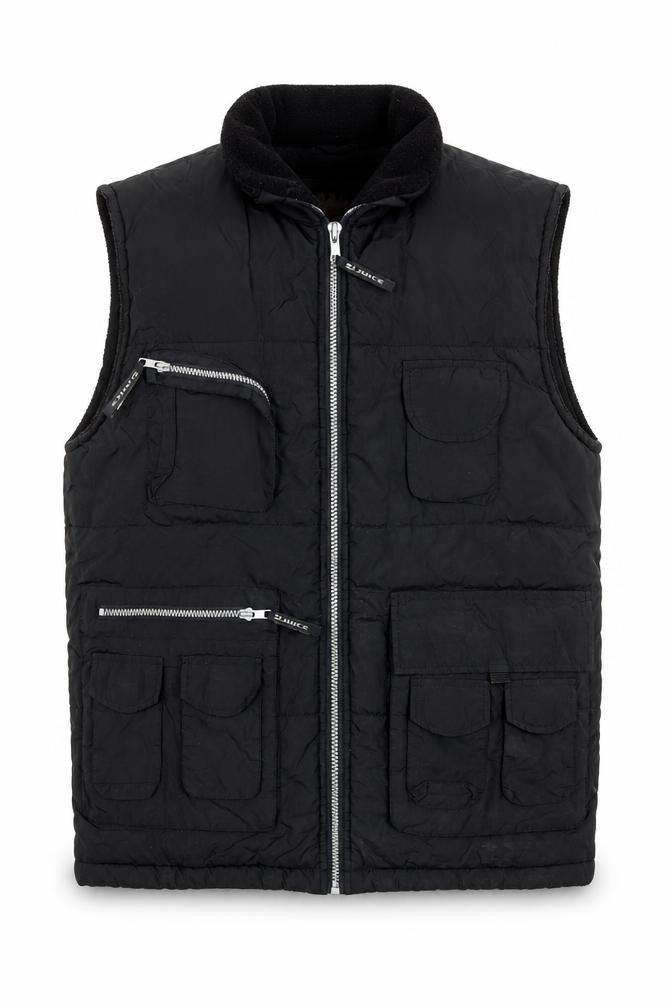 Front view of Juice men’s black l polyester full zip bodywarmer waistcoat