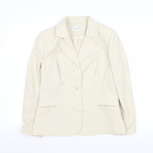 BHS Classics Women's Beige Tailored Single-Breasted Blazer Size 10