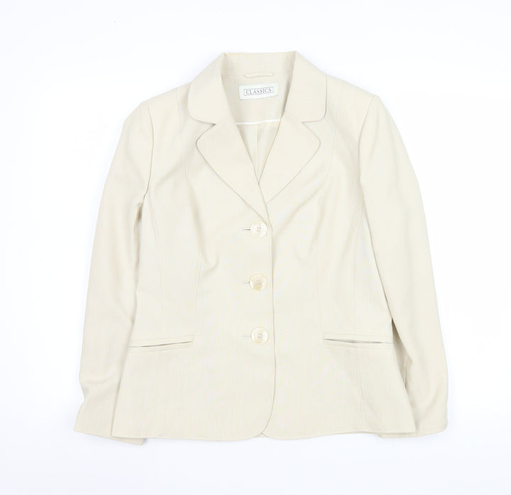 BHS Classics Women's Beige Tailored Single-Breasted Blazer Size 10