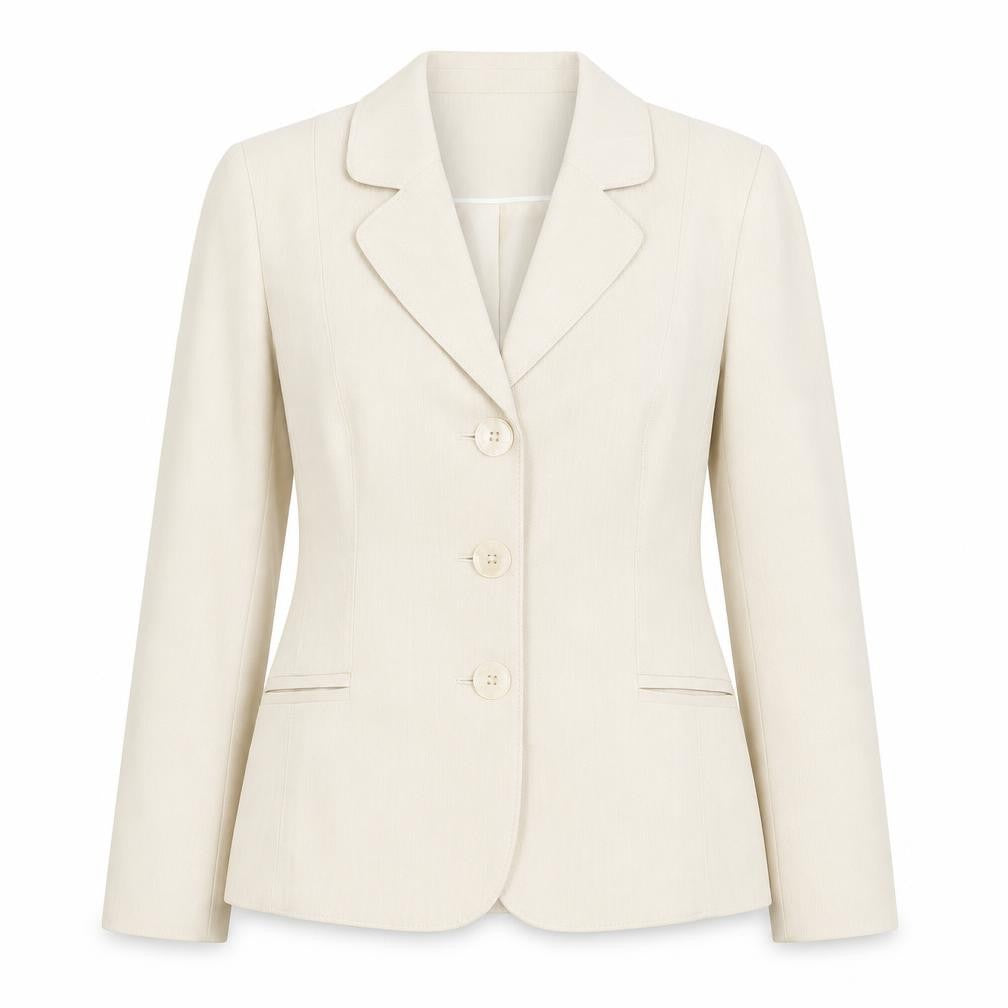 Front view of BHS Classics Women's Beige Tailored Single-Breasted Blazer, size 10