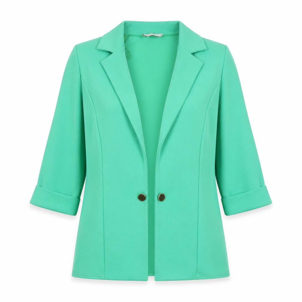 Front view of Quiz Women's Green Blazer UK 10 Single-Breasted Notch Lapel Jacket
