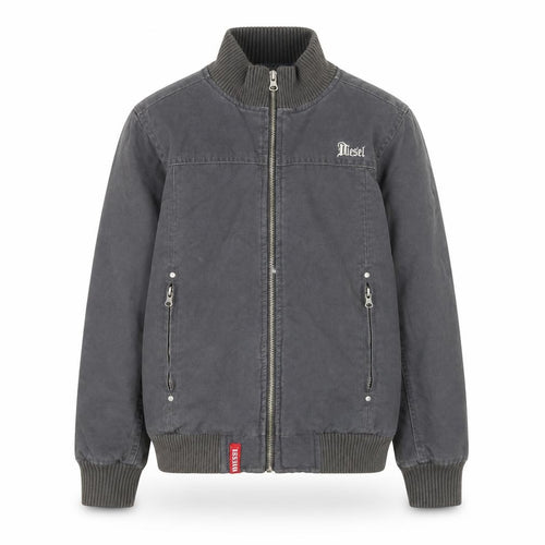 Diesel Girls Grey Bomber Jacket 7-8 Years Cotton Lined Zip Casual Coat