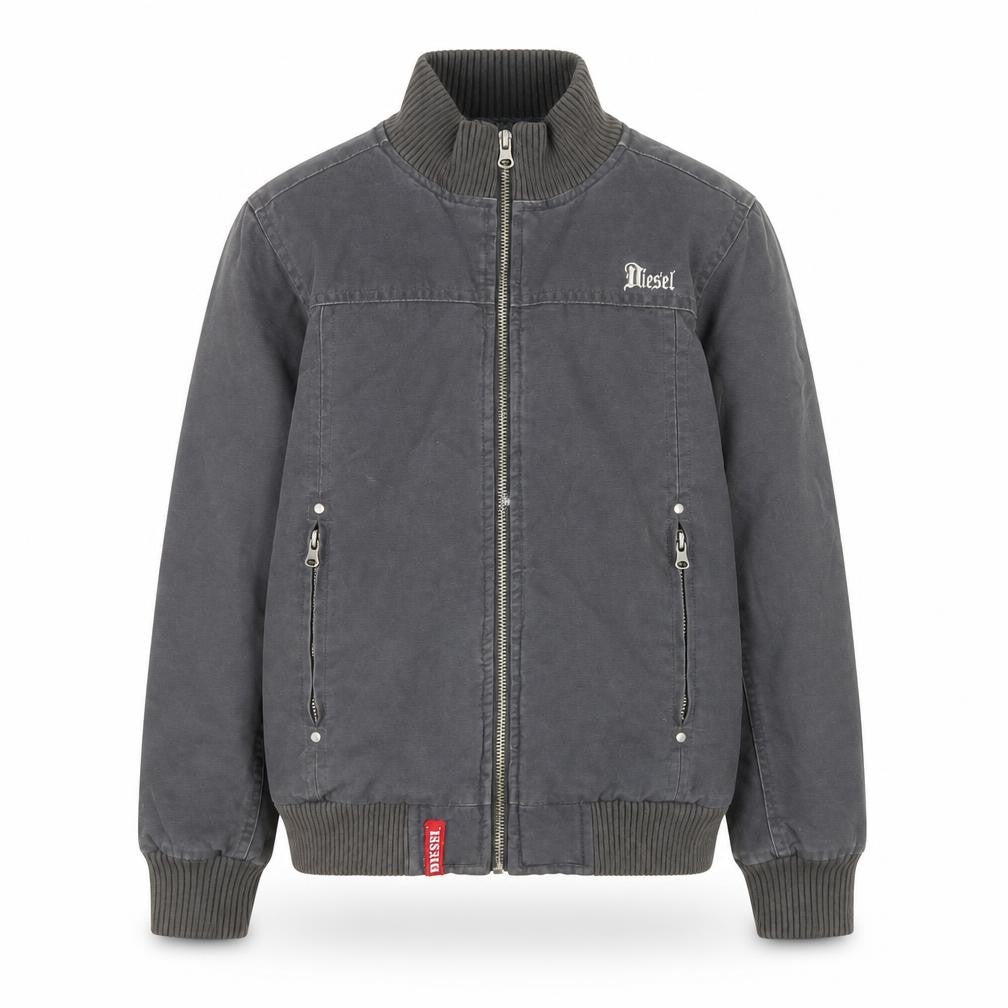 Diesel Girls Grey Bomber Jacket 7-8 Years Cotton Lined Zip Casual Coat