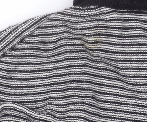 Peter Werth Men's Black Striped Cotton Long Sleeve Polo Shirt L