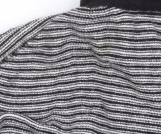 Peter Werth Men's Black Striped Cotton Long Sleeve Polo Shirt L