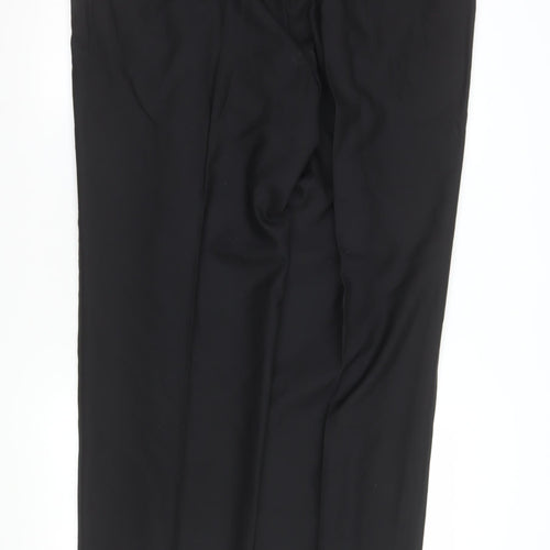 Marks and Spencer Mens Black 40W 33L Wool Blend Formal Trousers