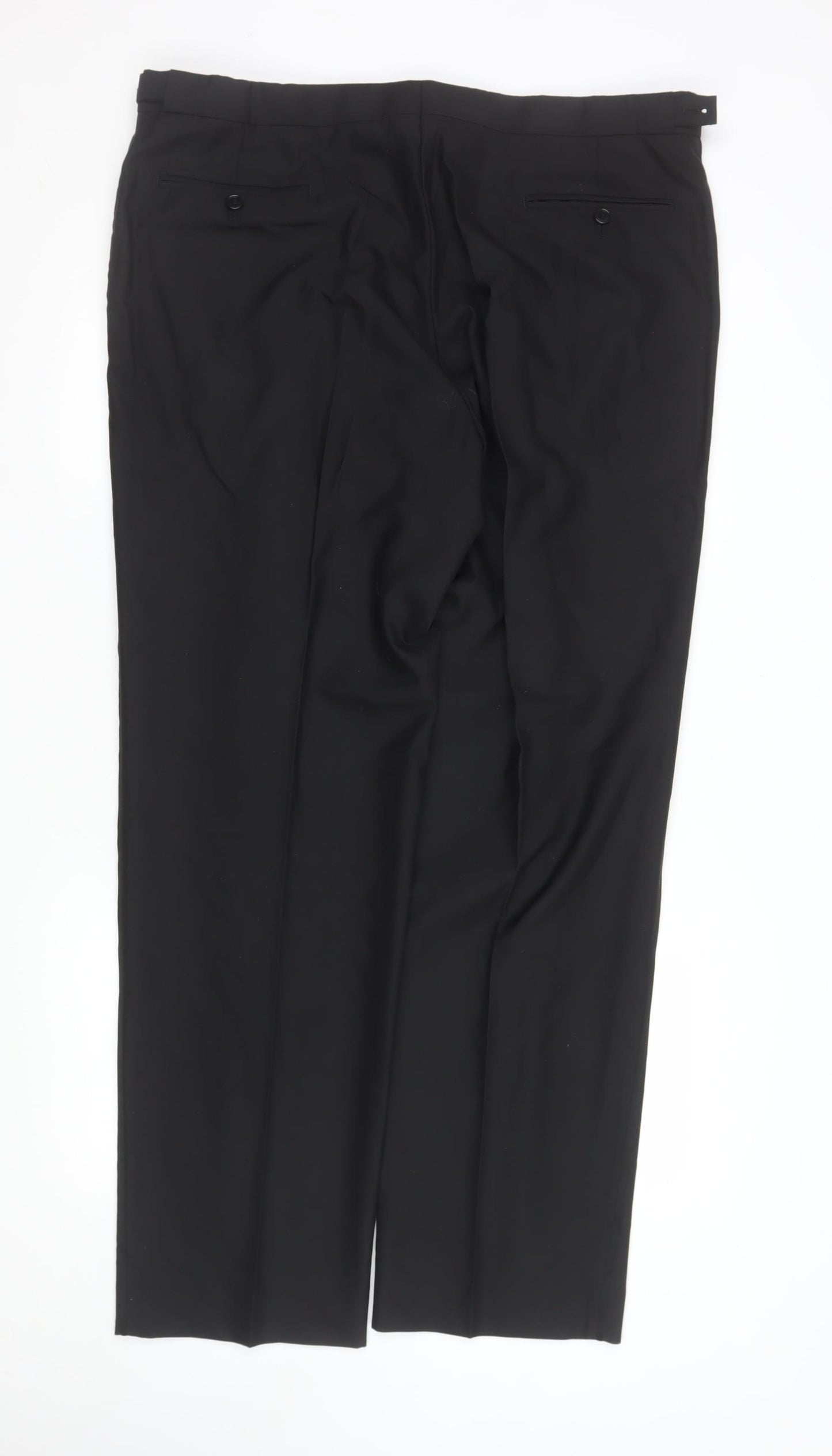Marks and Spencer Mens Black 40W 33L Wool Blend Formal Trousers