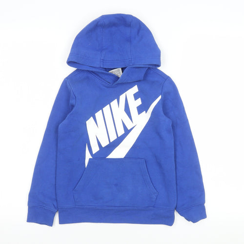 Nike Boys Blue Pullover Hoodie 6-7 Years Fleece Logo Sweatshirt