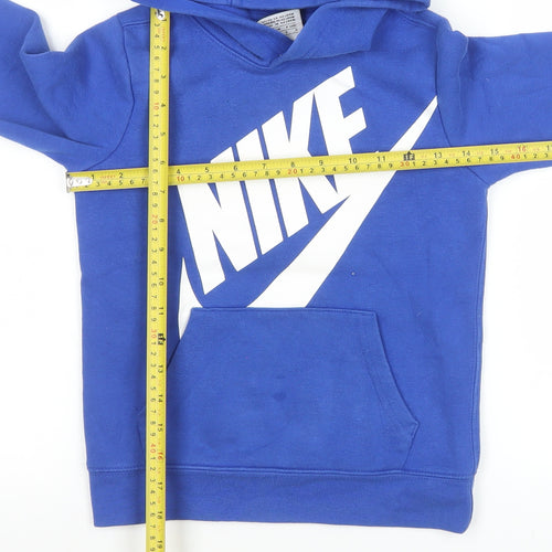 Nike Boys Blue Pullover Hoodie 6-7 Years Fleece Logo Sweatshirt