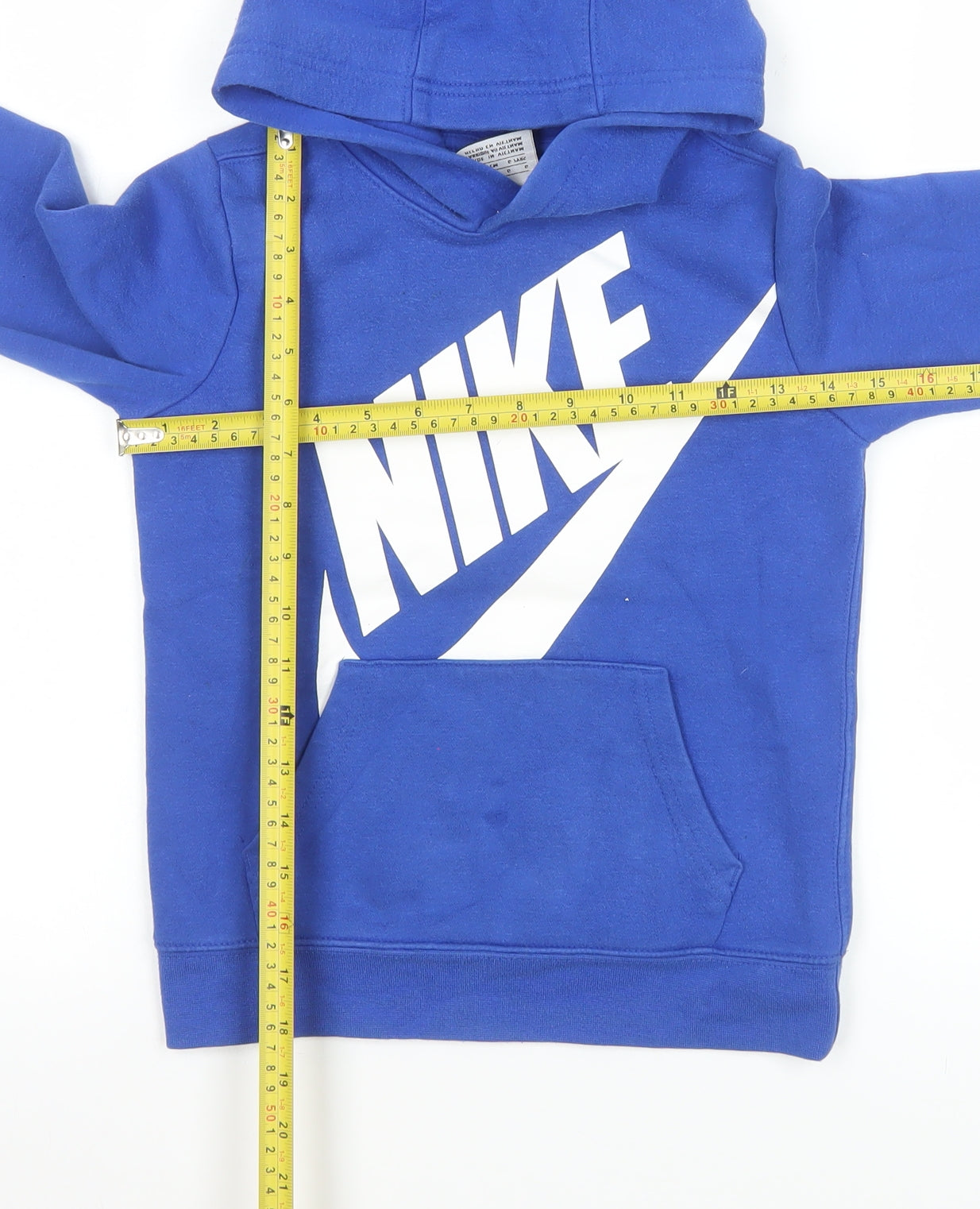 Nike Boys Blue Pullover Hoodie 6-7 Years Fleece Logo Sweatshirt