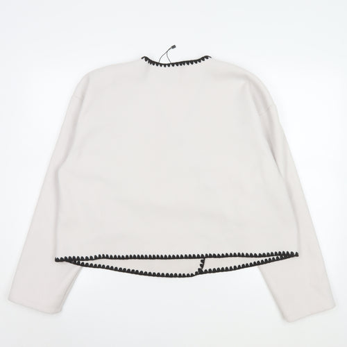 Boohoo Women Beige Cropped Suit Jacket UK 16 Polyester Long Sleeve